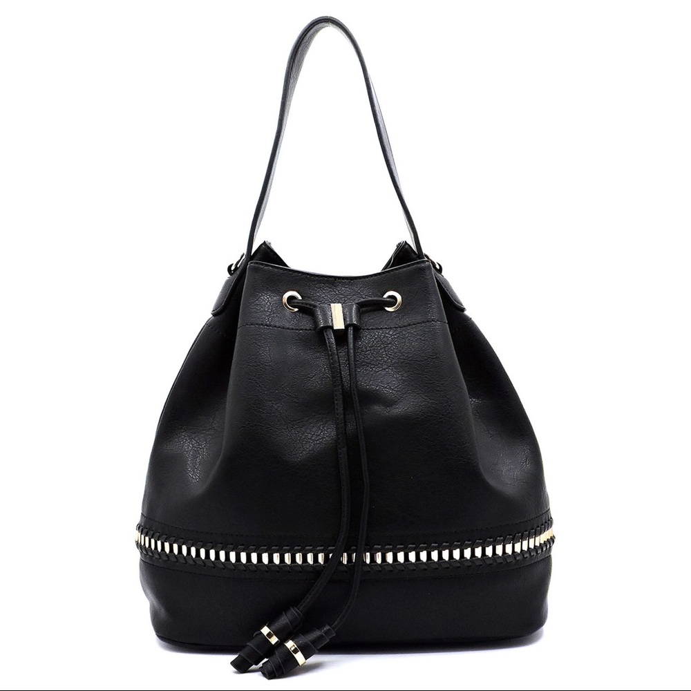 NWT FAB Whipstitch Chain Drawstring Shoulder Bag